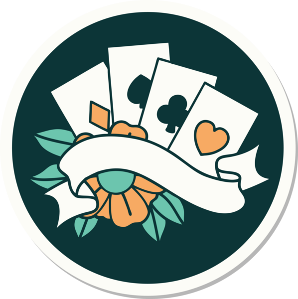 Geleneksel kart stili ve bir insan tarafından çizilmiş dövme çıkartması.