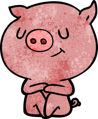 Bir insan tarafından çizilmiş mutlu çizgi film domuzu.