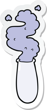 Bir insan tarafından çizilmiş bir karikatür bilim test tüpünün çıkartması.