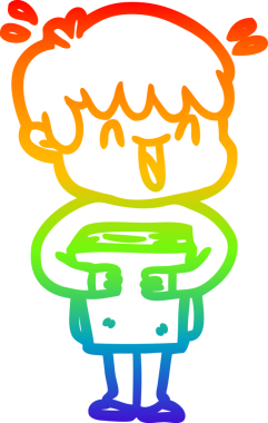 Gökkuşağının gradyan çizimi bir insan tarafından çizilmiş bir çizgi film karakteri.