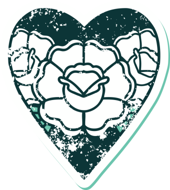 Bir insan tarafından çizilmiş kalp ve çiçeklerin sembolik depresif dövme şekli