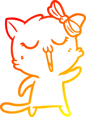 Bir insan tarafından çizilmiş çizgi film kedisinin sıcak çizgi çizimi