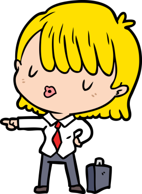 Bir insan tarafından çizilmiş emirler veren karikatür işkadını.