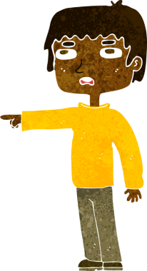 Çizgi film çocuğu bir insan tarafından çizilmiş.