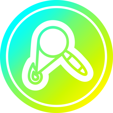 Büyüteç yanan dairesel simge ve soğuk gradyan bir insan tarafından çizilmiş.