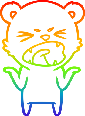 Bir insan tarafından çizilmiş kızgın bir kutup ayısının gökkuşağı gradyanı çizimi