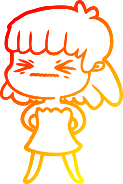 Bir insan tarafından çizilmiş kızgın bir kızın sıcak çizgi çizimi