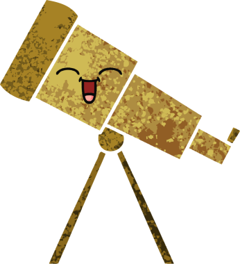 Bir insan tarafından çizilmiş bir teleskobun retro çizim tarzı karikatürü