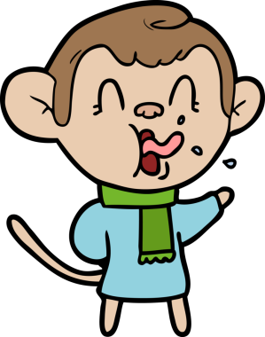 Bir insan tarafından çizilmiş çılgın çizgi film maymunu