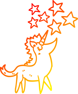 Bir insan tarafından çizilen tek boynuzlu atın sıcak çizgi çizimi