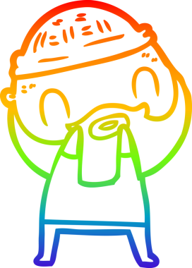 Gökkuşağı gradyan çizgi çizimi bir insan tarafından çizilmiş sakallı bir adamın