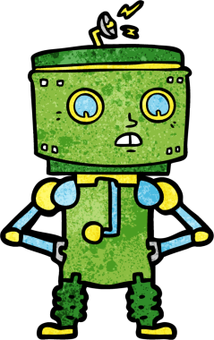 insan eliyle çizilmiş kalçalı çizgi film robotu.