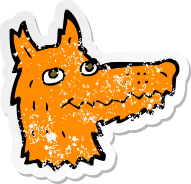 Bir insan tarafından çizilmiş bir tilki kafasının gerilimli çıkartması.