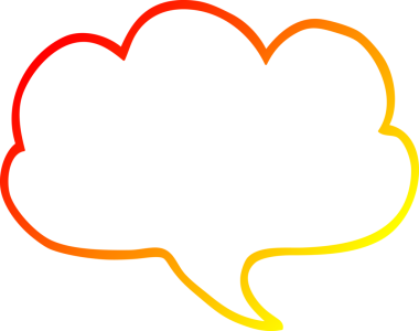 Bir insan tarafından çizilen çizgi film ifade baloncuğunun sıcak gradyan çizimi