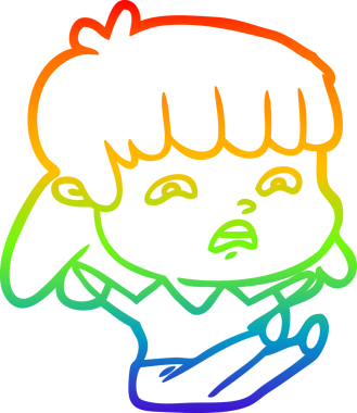 Gökkuşağı gradyan çizimi Bir insan tarafından çizilmiş endişeli bir çizgi kadın