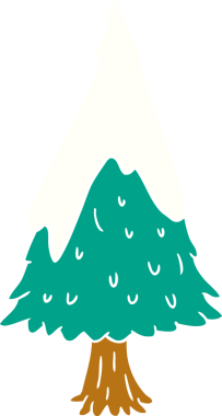 El çizimi karikatür tek karla kaplı ağaç bir insan tarafından çizilmiş.