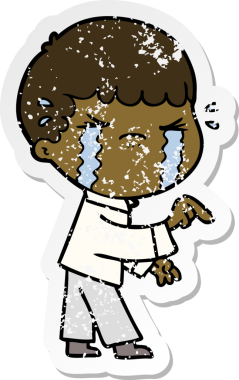 Bir insan tarafından çizilmiş ağlayan bir karikatürcünün sıkıntılı çıkartması.