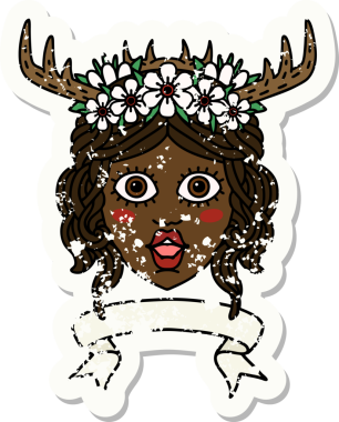 Retro Dövme Tarzı İnsan Druid karakteri Bir insan tarafından çizilmiş pankartıyla