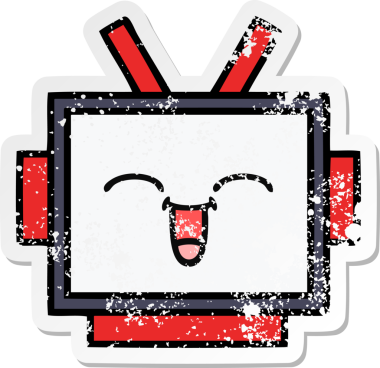 Bir insan tarafından çizilmiş sevimli robot kafasının sıkıntılı çıkartması.