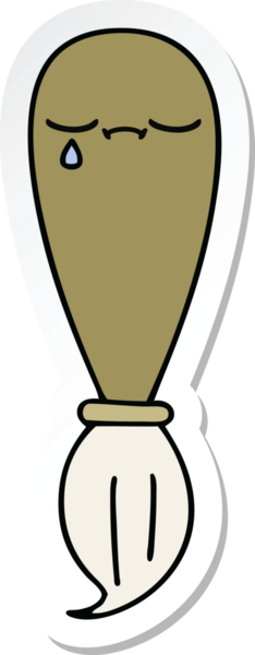 Bir insan tarafından çizilmiş şirin bir karikatür fırçasının çıkartması.