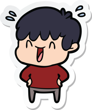 Bir insan tarafından çizilmiş, gülen bir çocuğun çıkartması.