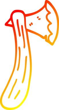 Bir insan tarafından çizilmiş bir baltanın sıcak çizgi çizimi