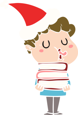 Bir insan tarafından çizilmiş Noel Baba şapkası takan bir adamın el çizimi düz renk çizimi.