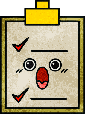 Bir insan tarafından çizilmiş kontrol listesinin retro grunge desen karikatürü