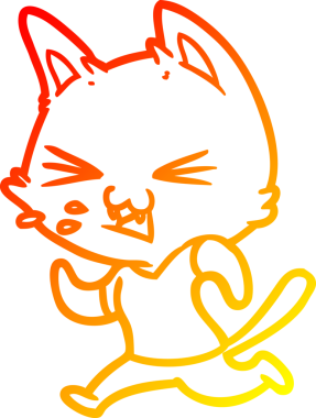 Koşan bir kedinin insan tarafından çizilmiş sıcak çizgi çizimi