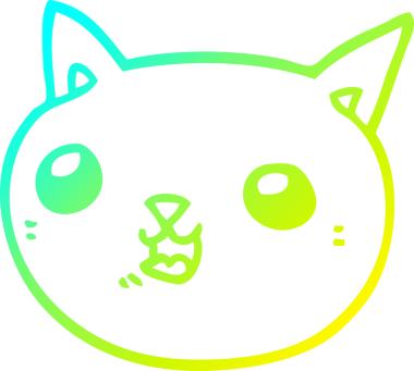 Bir insan tarafından çizilen çizgi film kedisinin soğuk gradyan çizgisi.