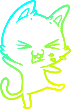 Çizgi film kedisinin soğuk gradyan çizimi bir insan tarafından çizilmiş öfke nöbeti.