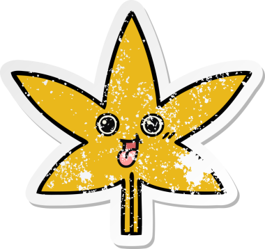 Bir insan tarafından çizilmiş bir sonbahar yaprağının hüzünlü çıkartması.