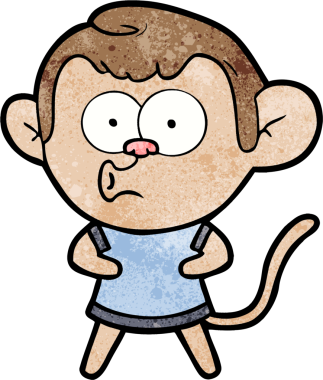 Bir insan tarafından çizilmiş, şaşırmış maymun çizgi filmi.