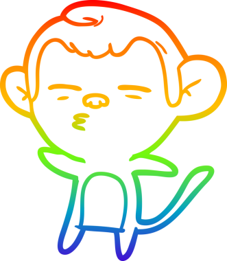 Gökkuşağı gradyan çizgi çizimi Bir insan tarafından çizilmiş şüpheli maymun