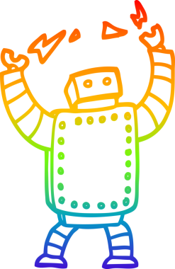 Bir insan tarafından çizilmiş dev bir robotun çizimi.