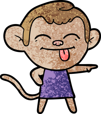 Bir insan tarafından çizilmiş komik çizgi film maymunu