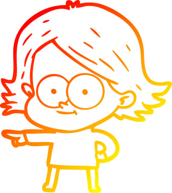 Bir insan tarafından çizilmiş mutlu bir çizgi film kızı çizimi