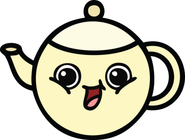 Bir insan tarafından çizilmiş çay demliği karikatürü.