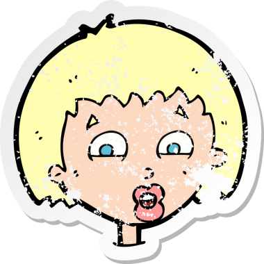 Bir insan tarafından çizilmiş şok edici bir çizgi filmin gerilimli retro yapıştırması.