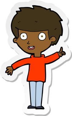 Bir insan tarafından çizilmiş bir fikri olan çizgi film çocuğunun çıkartması.