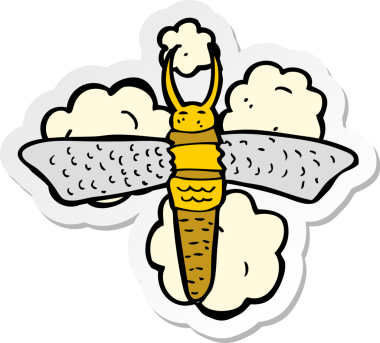 Bir insan tarafından çizilmiş bir karikatür böceğinin etiketi