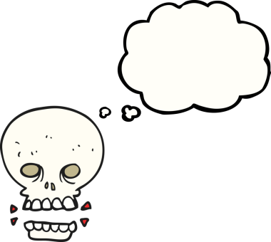 Bir insan tarafından çizilmiş serbest çizim balon karikatür korkunç kafatası