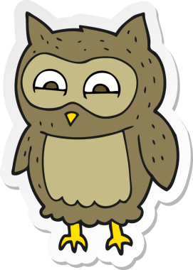 Bir insan tarafından çizilmiş bir baykuşun çıkartması.