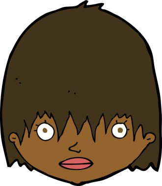 Bir insan tarafından çizilmiş, dik dik bakan bir kadın.