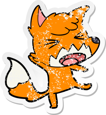 Bir insan tarafından çizilmiş kızgın bir tilkinin sıkıntılı çıkartması.