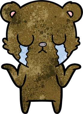 Bir insan tarafından çizilmiş ağlayan çizgi film ayısı.