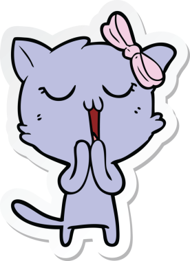 Bir insan tarafından çizilmiş çizgi film kedisinin çıkartması.