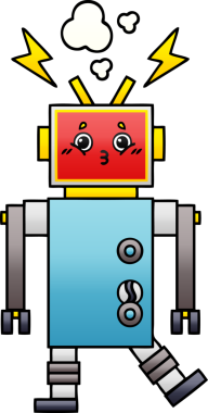 Bir insan tarafından çizilen robot arızasının gölgeli çizimi