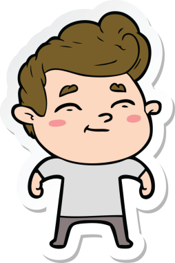 Bir insan tarafından çizilmiş mutlu bir çizgi film karakterinin çıkartması.