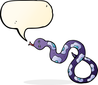 Bir insan tarafından çizilmiş konuşma balonlu çizgi film yılanı.